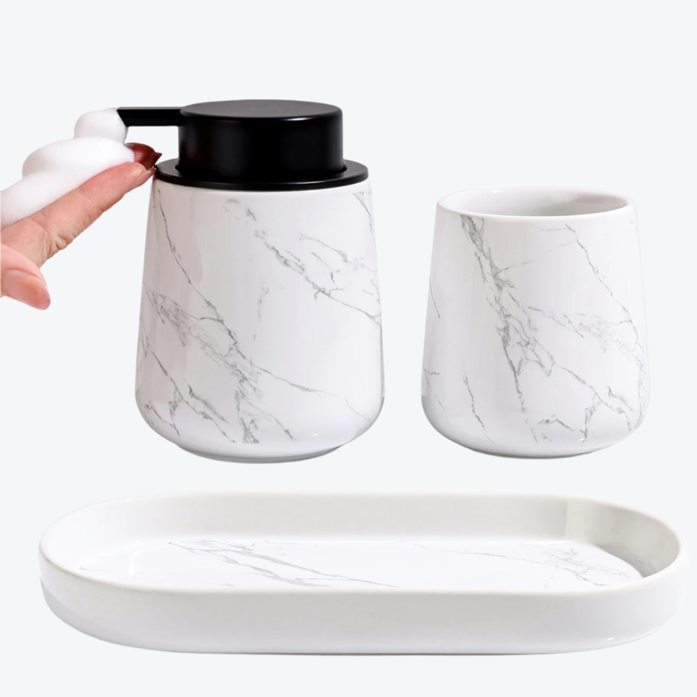 BosilunLife Marble Foaming Bathroom Set Recycled Eco-Clay