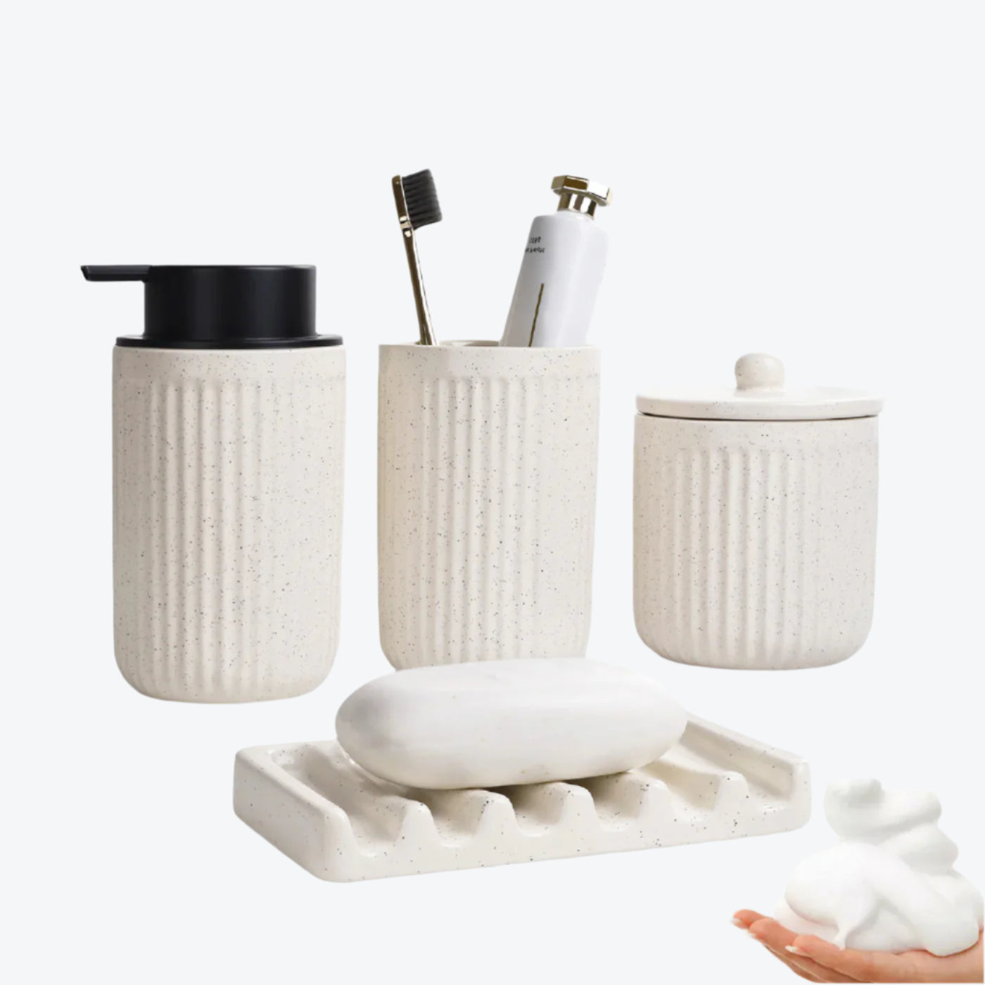 BosilunLife Pockmark Foaming Bathroom Set Recycled Eco-Clay